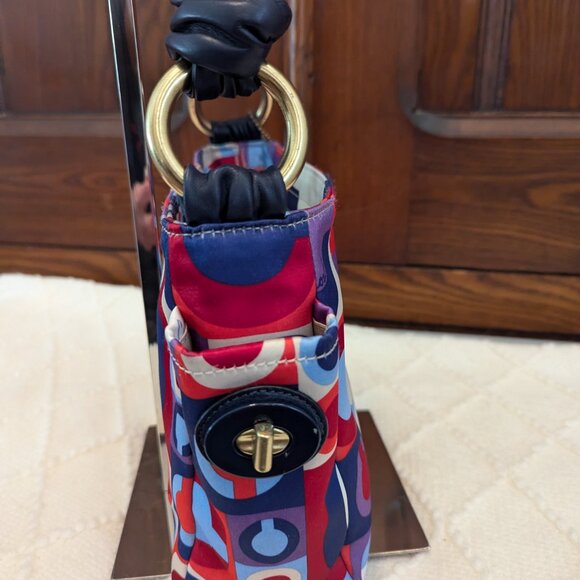 Coach Madison Scarf Satin Graphic Op Art Resort Mini Handbag J0882-42177 - Picture 5 of 16